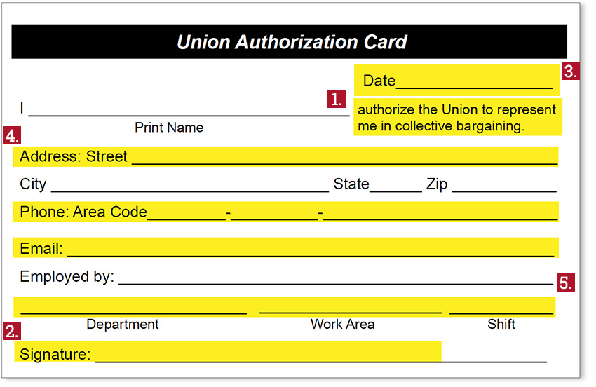 Example union card